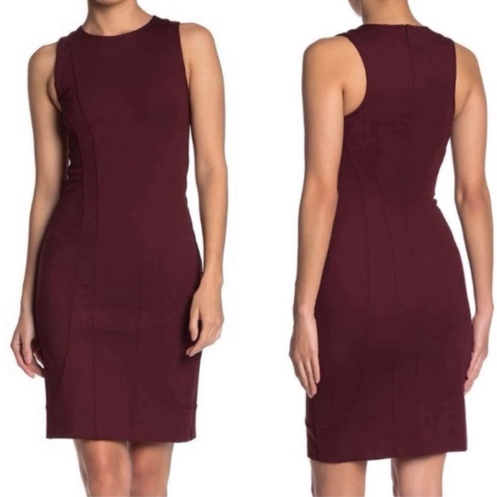 Sleeveless Sheath Dress in Burgundy - Women's
